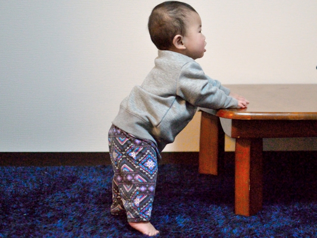 たっちする9か月児
